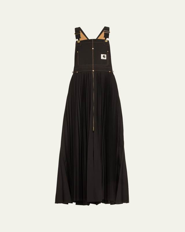 x Carhartt Apron Flared Pleated Overall Dress
